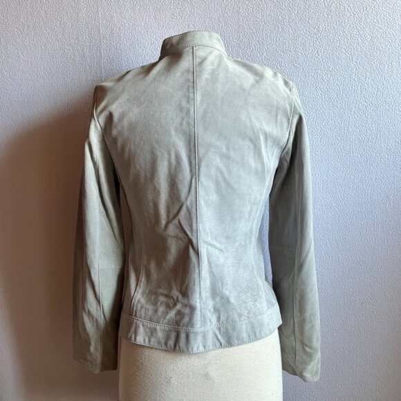 Dove Gray Grey Suede Leather Snap Close Jacket - Picture 5 of 10